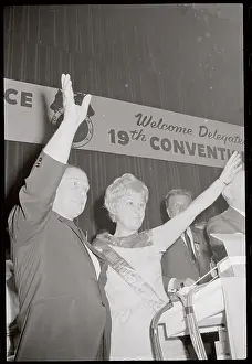Jimmy Hoffa and His Wife Josephine Waving