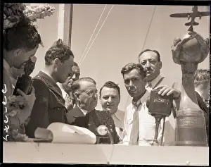 Cross Country Prints: Jimmy Wedell with Microphone at Airplane Race