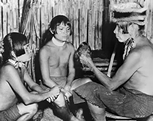 Ecuador Prints: Jivaro Tribe Members with Shrunken Head