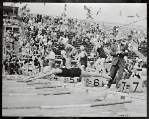 Joan Alderson Diving into Swimming Pool