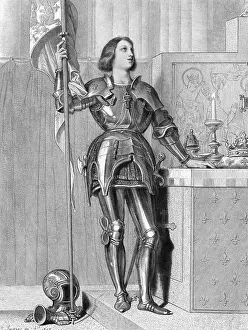 Armor Prints: Joan Of Arc In Armor W/Flag @Altar