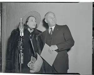 Cecil B Prints: Joan Crawford and Cecil B. DeMille by Microphone