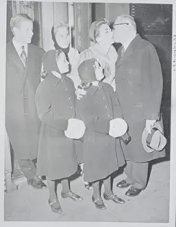 Christina Crawford Prints: Joan Crawford Kissing Husband with Children Observing