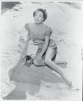 Joan Crawford Posing on Blanket