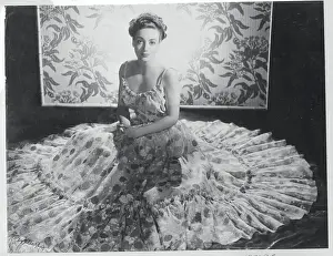 Joan Crawford Posing in Floral Dress