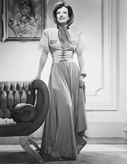 Joan Crawford Posing in Red and White Checked Dress