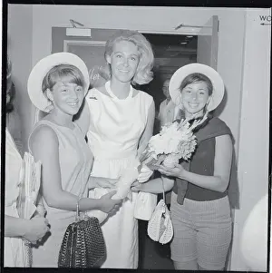 Joan Kennedy Posing with Two Girls
