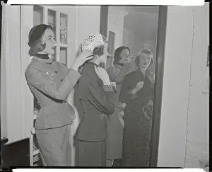 Mount Vernon Prints: Joan Schulz Adjusting Hat for Gloria Gillette