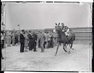 Racing Paddock Prints: Jockey Eddie Arcaro Riding Horse Pacifist