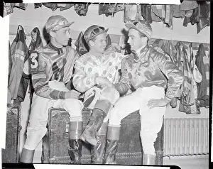 Jockeys Sitting and Conversing