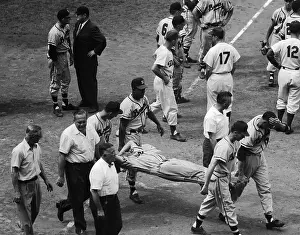 Joe Adcock Being Taken off the Field on a Stretcher
