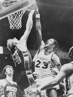 Basketball Uniform Prints: Joe Bryant Shooting over Kent Benson