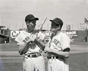 Ted Williams Prints: Joe Cronin And Ted Williams On Field