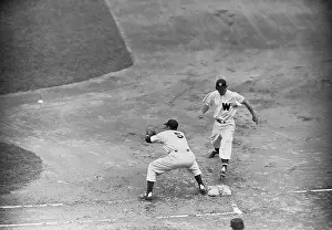 Joe DiMaggio Attempting to Catch Ball for an Out