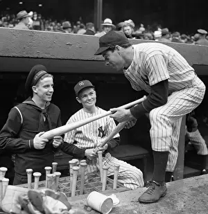 Joe DiMaggio with Bat Boys