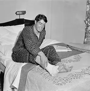Joe DiMaggio in Bed with an Injured Knee