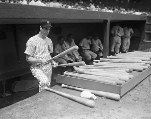 Joe DiMaggio Choosing Bat in Dugout