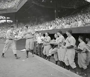 Joe DiMaggio Being Congratulated