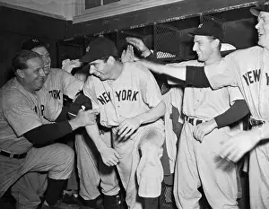 Joe DiMaggio Being Congratulated