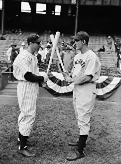Slugger Prints: Joe Dimaggio, Frank Mccormick Compare Bat