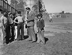 Displaying Prints: Joe Dimaggio Giving Kids Batting Tips