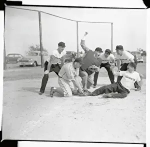 Joe DiMaggio Giving Umpires Lesson