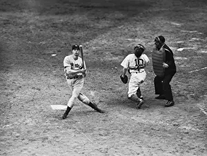 Joe DiMaggio and Mickey Owen During World Series Game