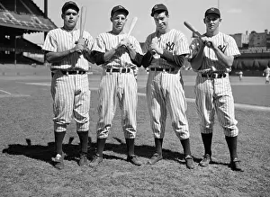 Joe DiMaggio Posing with Teammates