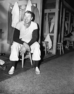 Outfielder Prints: Joe Dimaggio Seated In Locker Room
