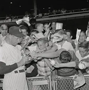 Joe DiMaggio Signing Autographs