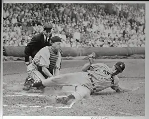 Joe DiMaggio Sliding Past Catcher