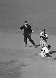 John Stevens Prints: Joe DiMaggio Sliding into Second