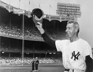 Joe Dimaggio Taking Off Hat For Crowd