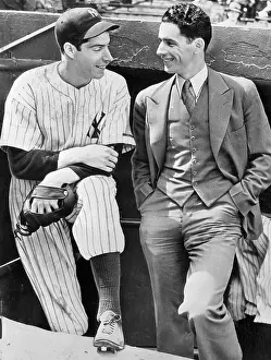 Joe DiMaggio Talking on Sidelines With His Brother Vince