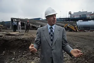 Joe DiMaggio in Yankee Stadium as it Undergoes a Face-lifting