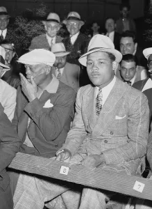 Jack Blackburn Prints: Joe Louis and Jack Blackburn at Boxing Match