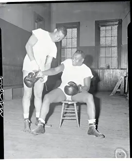 Joe Louis Lacing Gloves on George Nicholson