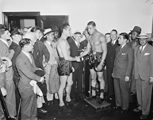 Joe Louis and Max Baer Shaking Hands