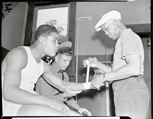Jack Blackburn Prints: Joe Louis Preparing to Box