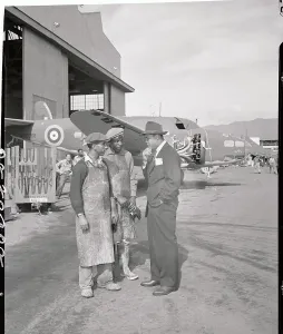 Burbank Prints: Joe Louis Talking with Lockheed Employees