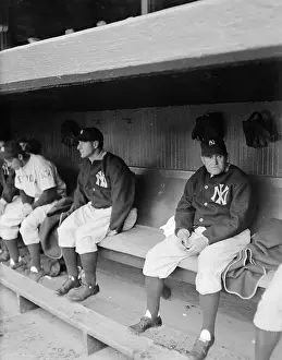 Joseph V Prints: Joe McCarthy and Lou Gehrig Sitting in Dugout