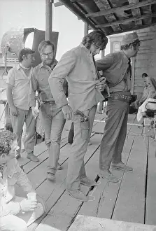 Joe Namath W/Gun On Western Film Set