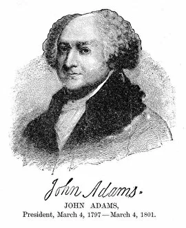 John Adams - USA President engraving with his signature 1888