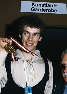 Innsbruck Prints: John Curry Showing off His Gold Medal