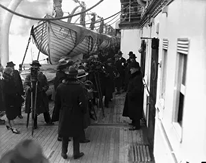 John D Prints: John D. Rockefeller Besieged by Photographers