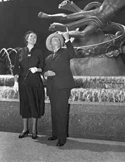 John D Prints: John D. Rockefeller Showing Rockefeller Center to Wife Martha