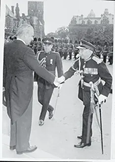 Ottawa Prints: John Diefenbaker and George Vanier Shaking Hands