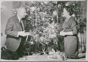 John Diefenbaker and Wife with Christmas Tree