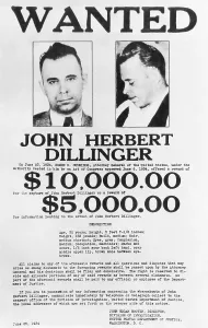 Number Prints: John Dillinger Wanted Poster