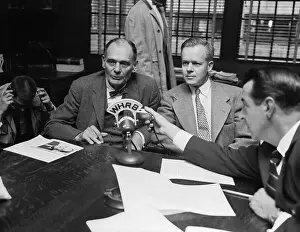 Thomas H Prints: John Enders Speaking at a Press Conference
